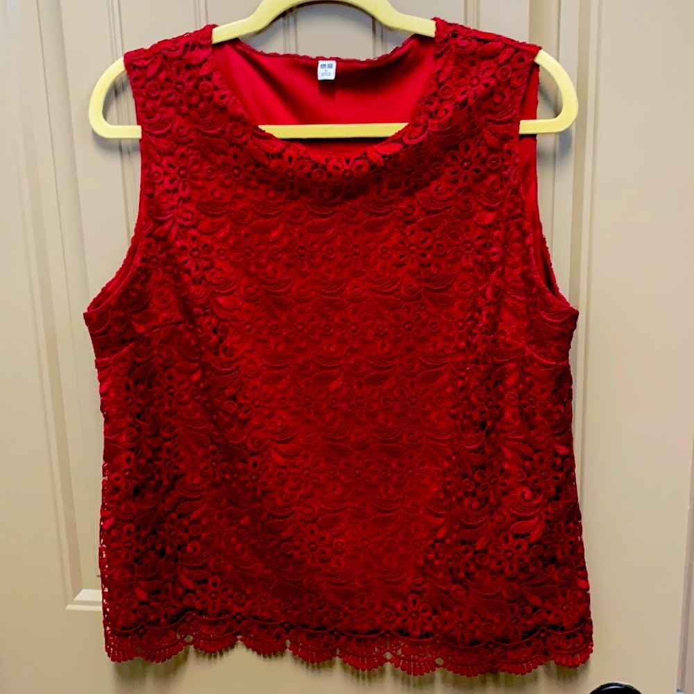Uniqlo Lace Covered Shell Blouse - xl